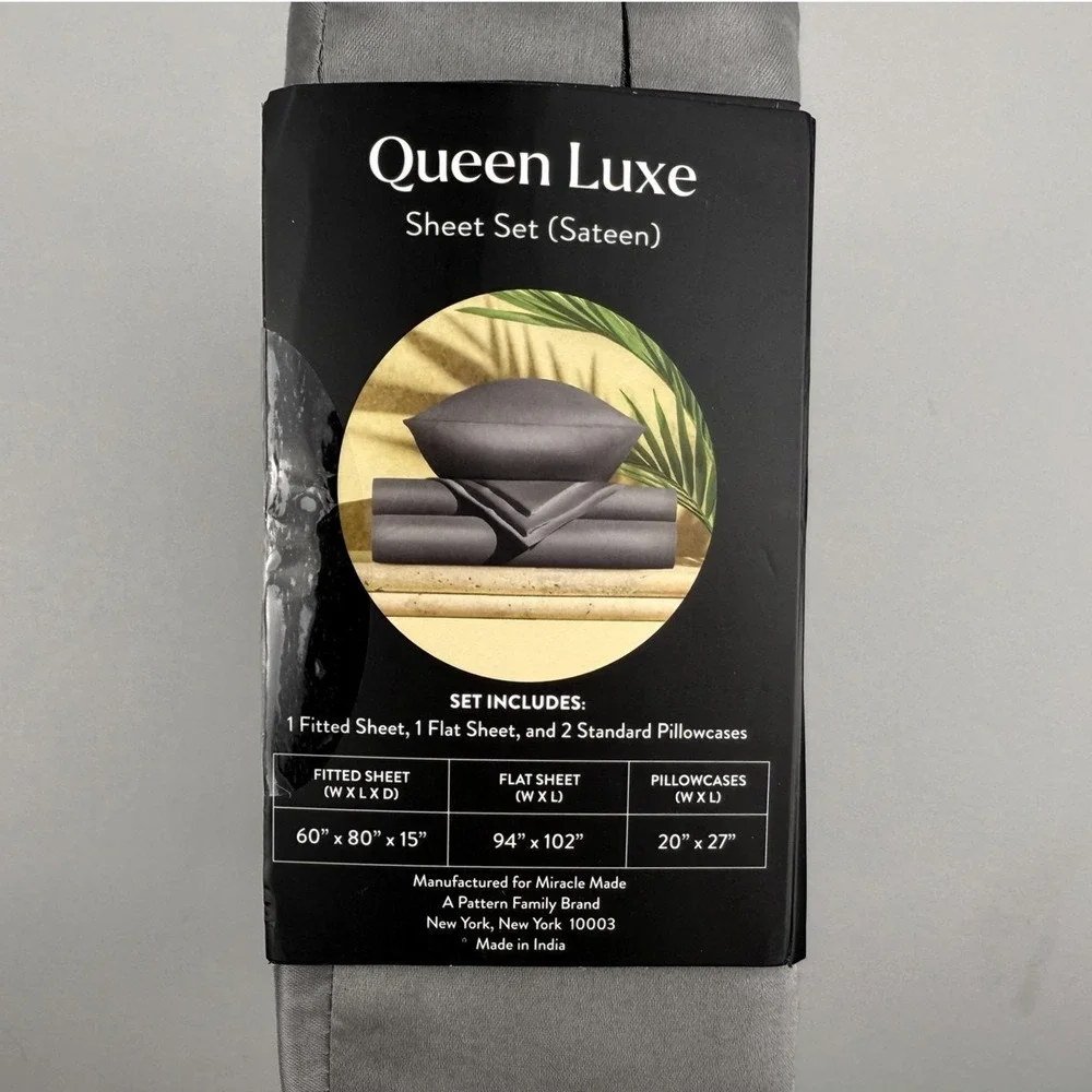 Miracle Made Sheet Set Self-Cooling Self-Cleaning QUEEN Luxe Stone Gray Sateen